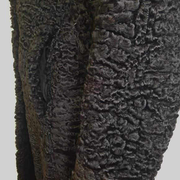 Vintage Black Persian Lamb Fur Coat 1940s 1950s Womens Size XS Mid Calf - Picture 8 of 14